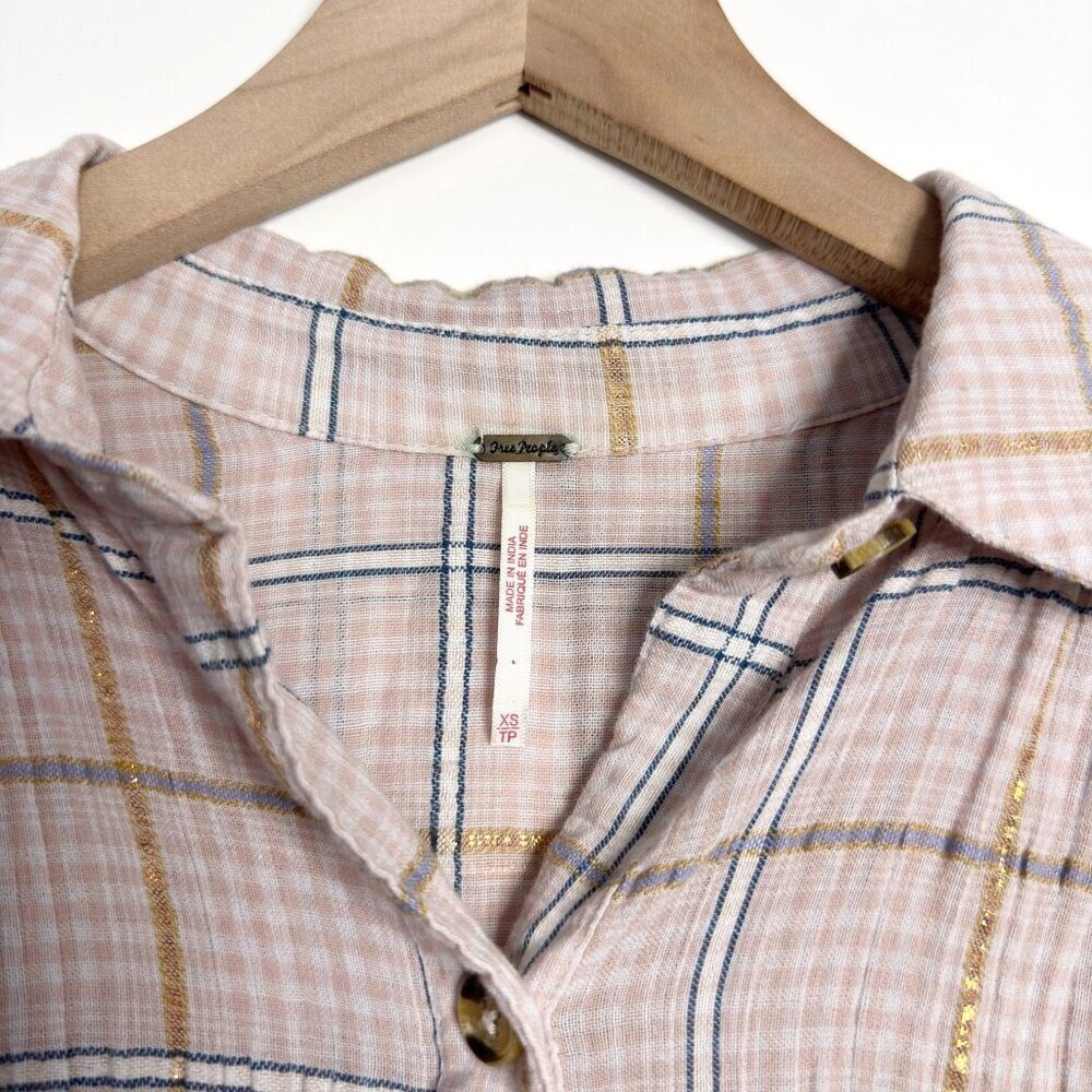 FREE PEOPLE Break My Stride Plaid Top - Picture 8 of 8
